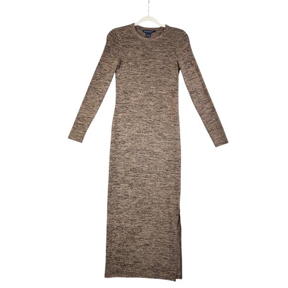 French Connection Womens Midi Sweater Dress Size 6 Brown Space Dye Side Slit - Picture 2 of 11